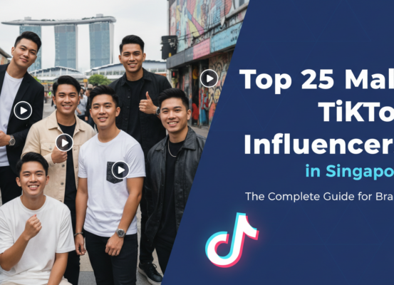 Banner featuring 'Top 25 Male TikTok Influencers in Singapore' with vibrant social media icons.