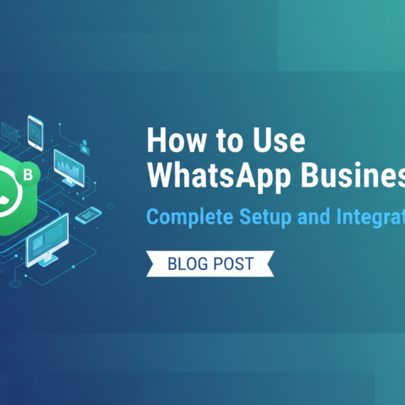 Banner titled 'How to Use WhatsApp Business API: Complete Setup and Integration Guide' with a digital tech theme.