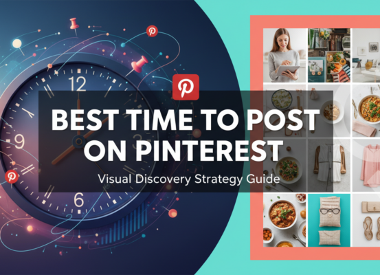 Banner with 'Best Time to Post on Pinterest: Visual Discovery Strategy Guide' in bold letters.