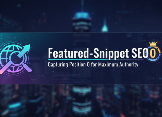 Banner with 'Featured-Snippet SEO: Capturing Position 0 for Maximum Authority' title on a digital theme