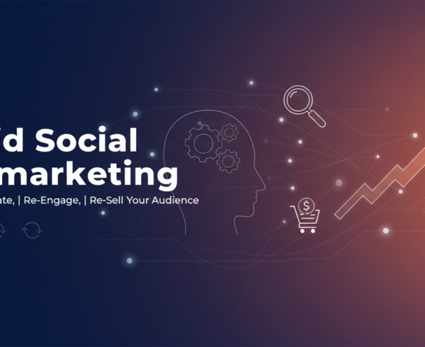 Banner with title 'Paid Social Remarketing: Re-Activate, Re-Engage, Re-Sell Your Audience' in bold, modern font.