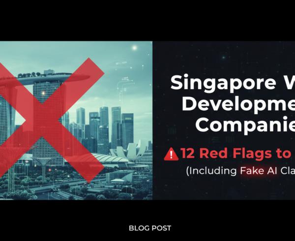 Banner with title 'Singapore Web Development Companies: 12 Red Flags to Avoid'