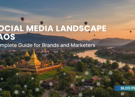 Banner with title 'Social Media Landscape Laos: Complete Guide for Brands and Marketers' in bold text.