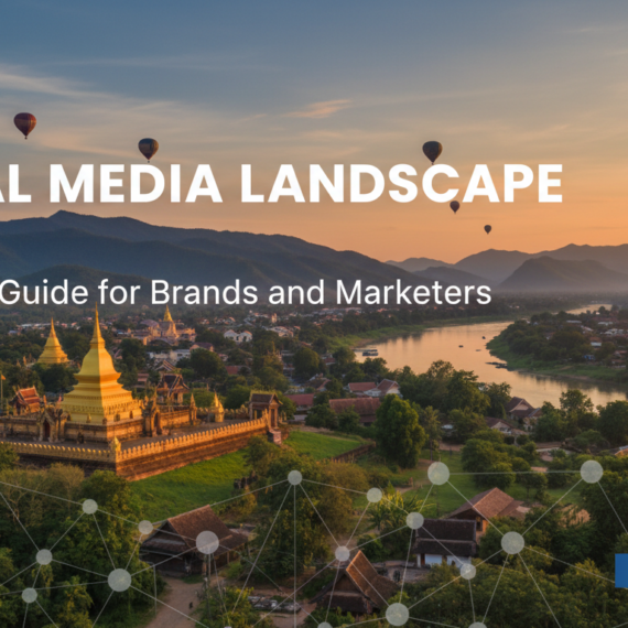 Banner with title 'Social Media Landscape Laos: Complete Guide for Brands and Marketers' in bold text.