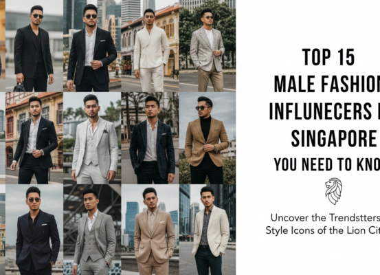 Banner with title 'Top 15 Male Fashion Influencers in Singapore You Need to Know' in stylish font