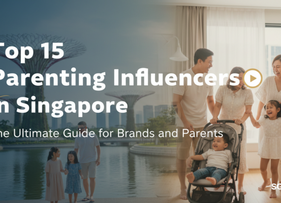 Banner with title 'Top 15 Parenting Influencers in Singapore' in bold over a pastel background.