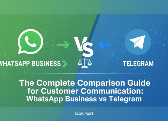 Banner with title 'WhatsApp Business vs Telegram: The Complete Comparison Guide'