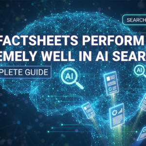 Banner with title 'Why Factsheets Perform Extremely Well in AI Search: The Complete Guide'