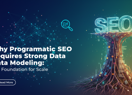 Banner with title 'Why Programmatic SEO Requires Strong Data Modeling' over abstract tech background