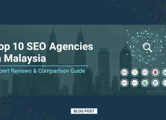 Banner with 'Top 10 SEO Agencies in Malaysia' title, featuring a sleek, modern design.