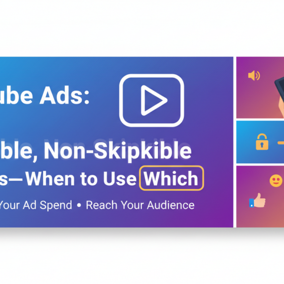Banner with 'YouTube Ads: Skippable, Non-Skippable & Shorts—When to Use Which' title