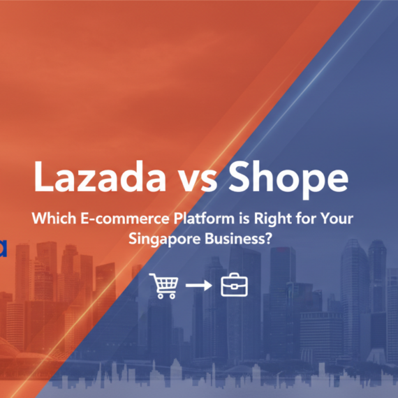 Blog banner for 'Lazada vs Shopee: Which Platform for Singapore Business?' with logos.