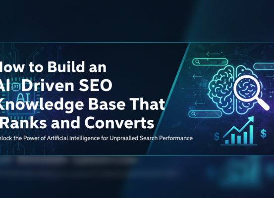 Blog banner: 'How to Build an AI-Driven SEO Knowledge Base That Ranks and Converts'