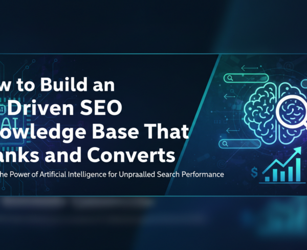 Blog banner: 'How to Build an AI-Driven SEO Knowledge Base That Ranks and Converts'