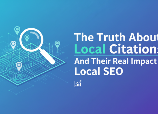 Blog banner titled 'The Truth About Local Citations and Their Real Impact on Local SEO' with a modern design.