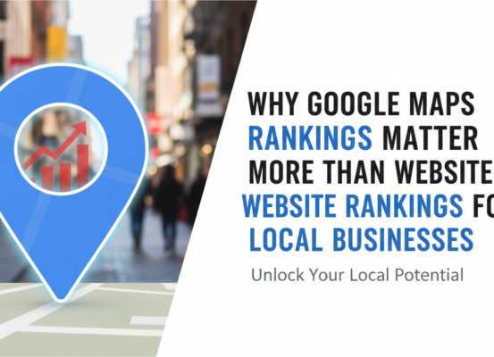 Blog banner titled 'Why Google Maps Rankings Matter More Than Website Rankings for Local Businesses'