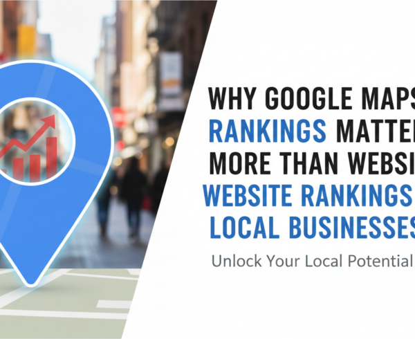 Blog banner titled 'Why Google Maps Rankings Matter More Than Website Rankings for Local Businesses'
