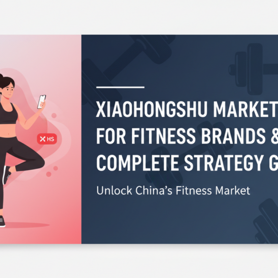 Blog banner titled 'Xiaohongshu Marketing for Fitness Brands & Gyms: Complete Strategy Guide' with fitness-themed graphics.