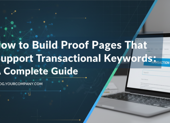 Blog banner with 'How to Build Proof Pages' title, featuring a modern design.