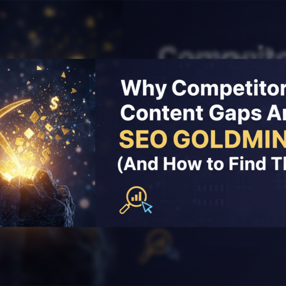 Blog banner with the title 'Why Competitor Content Gaps Are SEO Goldmines (And How to Find Them)'