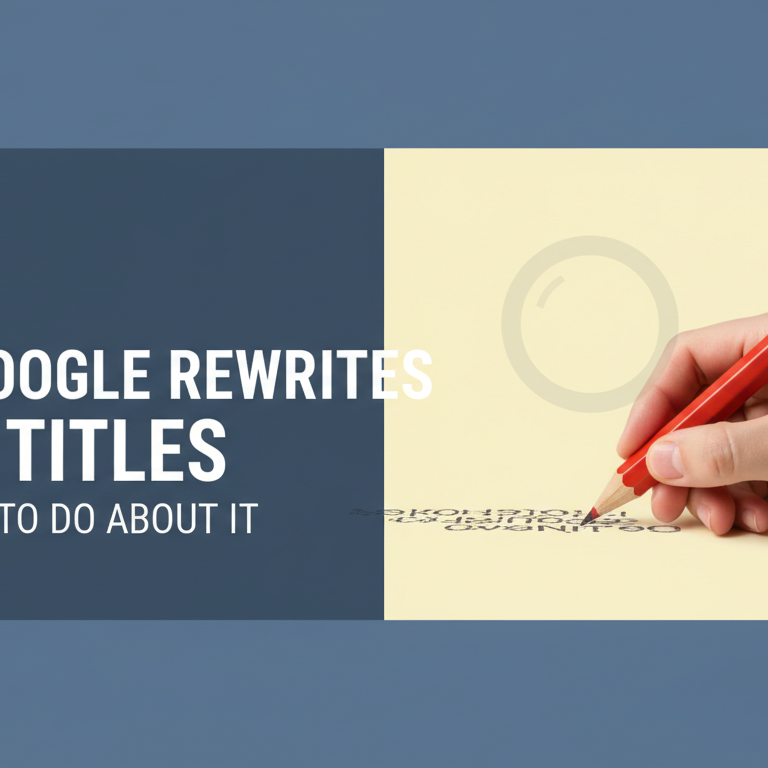 Blog banner with the title 'Why Google Rewrites Your Titles and What to Do About It' in bold text.