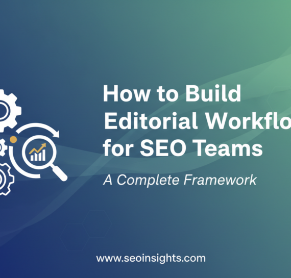 Blog banner with title 'How to Build Editorial Workflows for SEO Teams: A Complete Framework' in bold font.