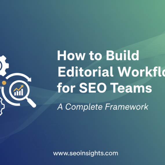 Blog banner with title 'How to Build Editorial Workflows for SEO Teams: A Complete Framework' in bold font.