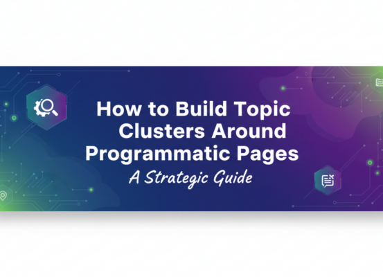 Blog banner with title 'How to Build Topic Clusters Around Programmatic Pages: A Strategic Guide'