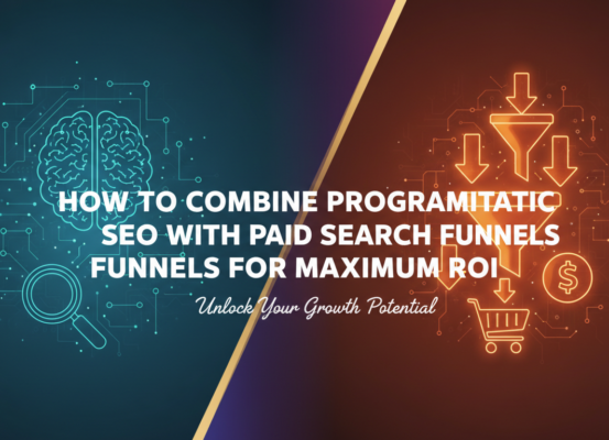 Blog banner with title 'How to Combine Programmatic SEO With Paid Search Funnels for Maximum ROI' in bold text on a digital marketing themed background.