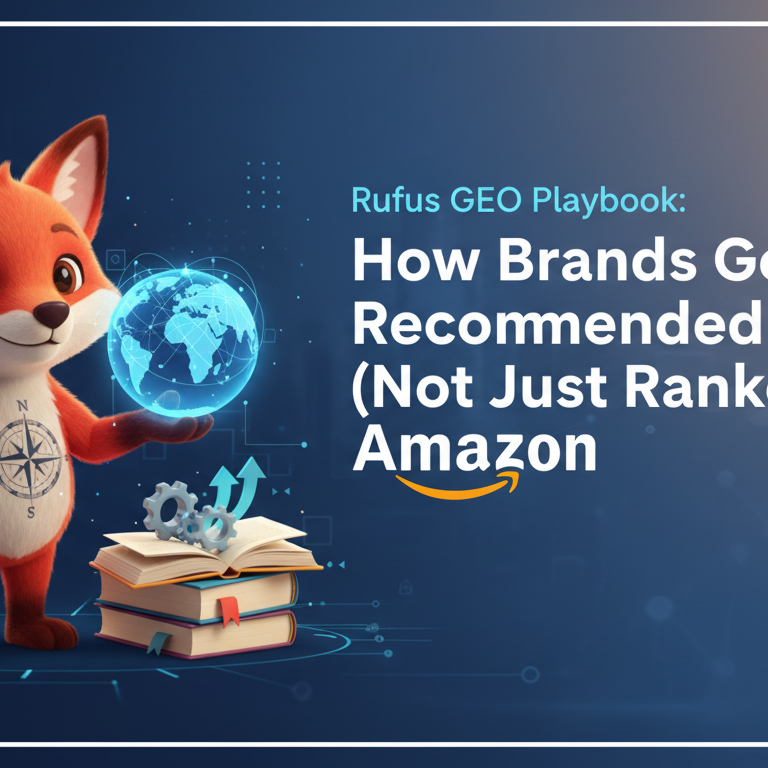 Blog banner with title 'Rufus GEO Playbook: How Brands Get Recommended on Amazon'