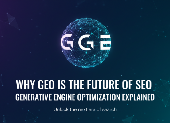 Blog banner with title 'Why GEO Is the Future of SEO' in bold letters