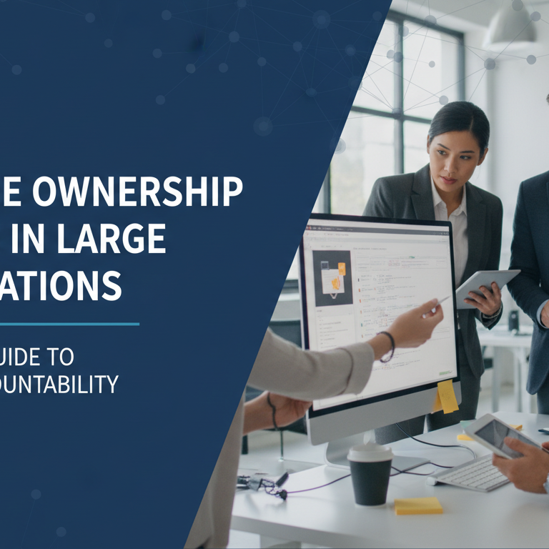 Blog banner with title 'Why Page Ownership Matters in Large Organisations: A Complete Guide to Content Accountability' in bold, professional font on a sleek, modern background.