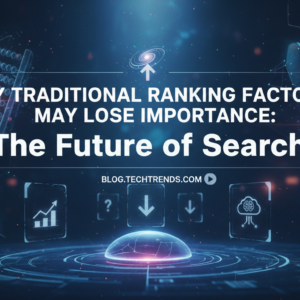 Blog banner with title 'Why Traditional Ranking Factors May Lose Importance: The Future of Search'.