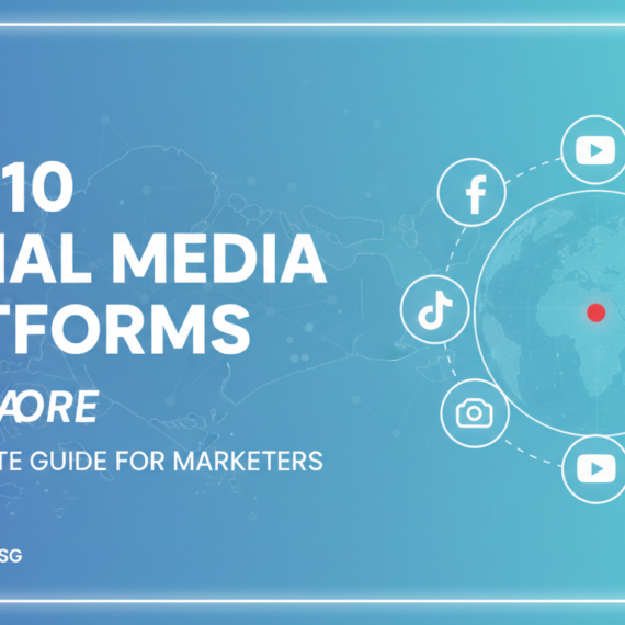 Blog banner with 'Top 10 Social Media Platforms in Singapore' title, vibrant design