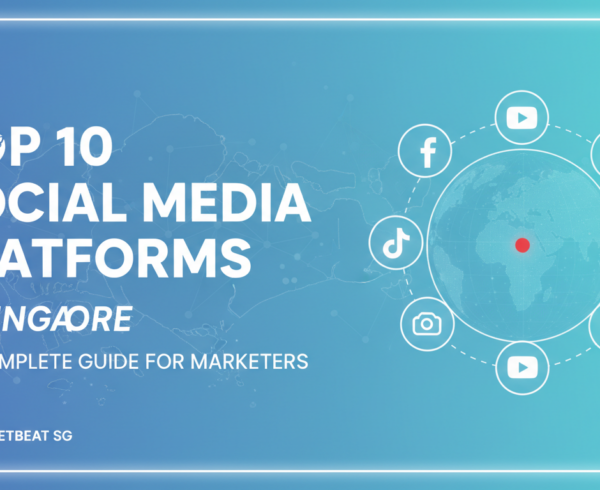 Blog banner with 'Top 10 Social Media Platforms in Singapore' title, vibrant design