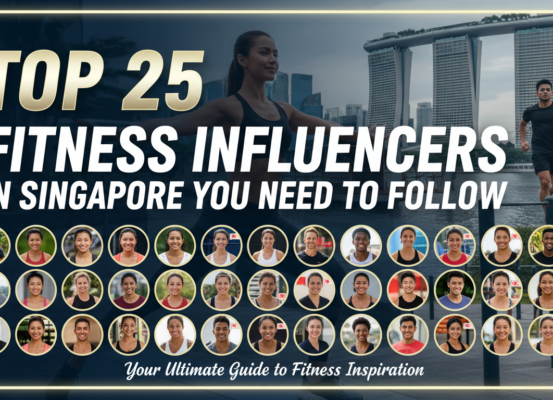 Blog banner with 'Top 25 Fitness Influencers in Singapore You Need to Follow' title in bold font.