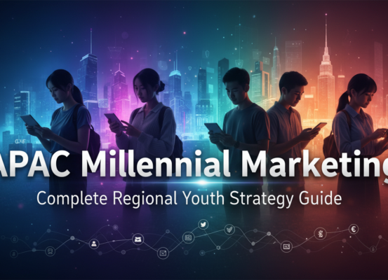 Banner titled 'APAC Millennial Marketing: Complete Regional Youth Strategy Guide' with vibrant colors.
