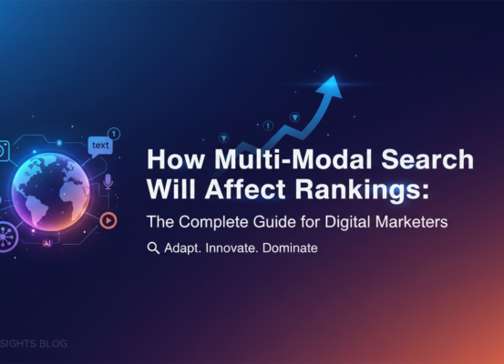 Banner titled 'How Multi-Modal Search Will Affect Rankings' for digital marketers