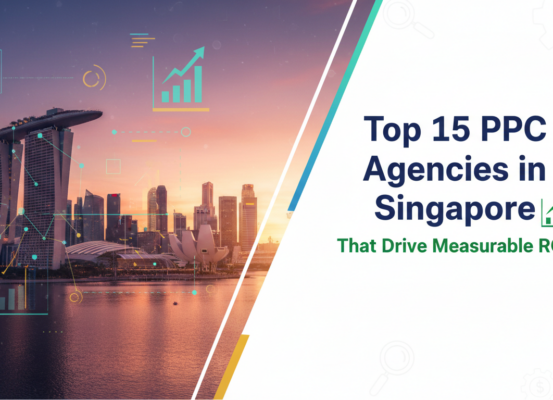 Banner titled 'Top 15 PPC Agencies in Singapore That Drive Measurable ROI' with a sleek, modern design.