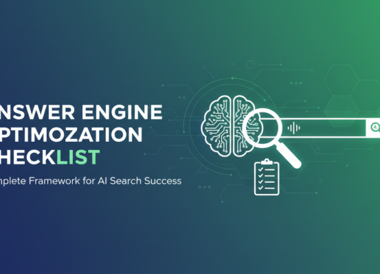 Banner with 'Answer Engine Optimization Checklist: Complete Framework for AI Search Success' title.
