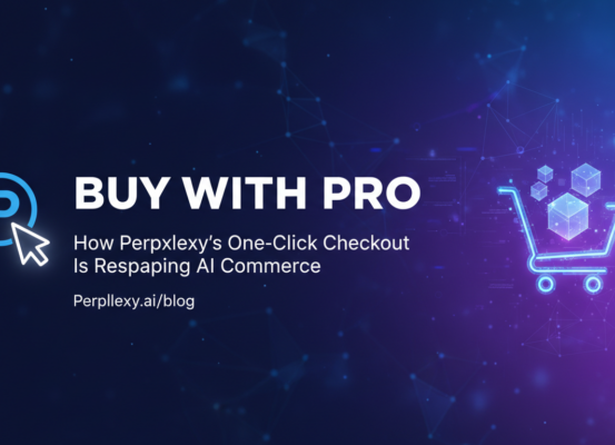 Banner with 'Buy with Pro: Perplexity's One-Click Checkout Reshaping AI Commerce'