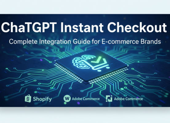 Banner with 'ChatGPT Instant Checkout: Complete Integration Guide for E-commerce Brands' title.
