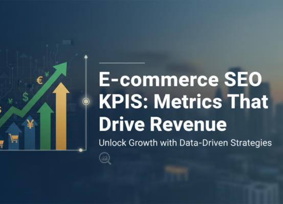 Banner with 'E-commerce SEO KPIs: Metrics That Drive Revenue' in bold text.