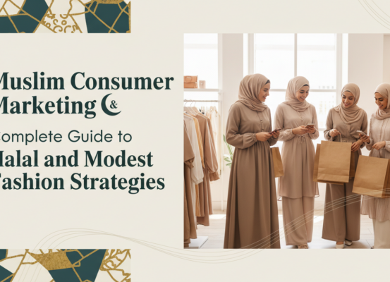 Banner with 'Muslim Consumer Marketing: Complete Guide to Halal and Modest Fashion Strategies' title
