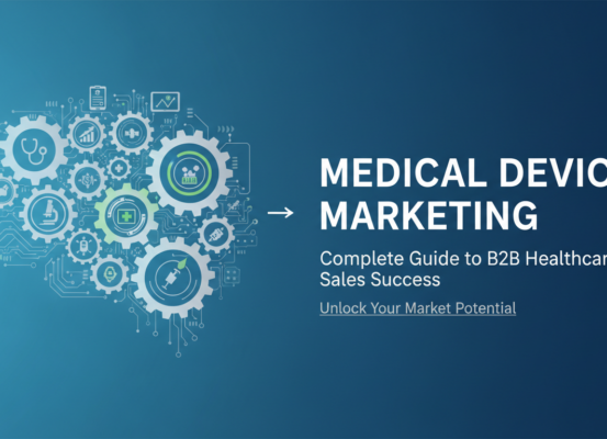Banner with the title 'Medical Device Marketing: Complete Guide to B2B Healthcare Sales Success' in bold, professional font against a sleek, modern background.