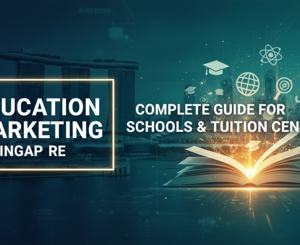 Banner with title 'Education Marketing in Singapore: Complete Guide for Schools & Tuition Centers'.