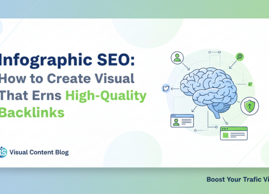 Banner with title 'Infographic SEO: How to Create Visual Content That Earns High-Quality Backlinks' on a colorful background.
