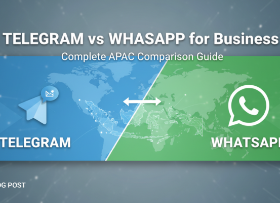 Banner with title: 'Telegram vs WhatsApp for Business: Complete APAC Comparison Guide'