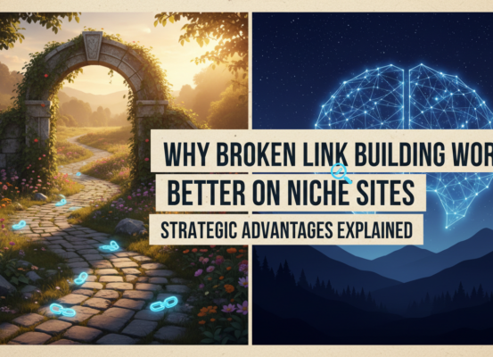 Banner with title 'Why Broken Link Building Works Better on Niche Sites' in bold font