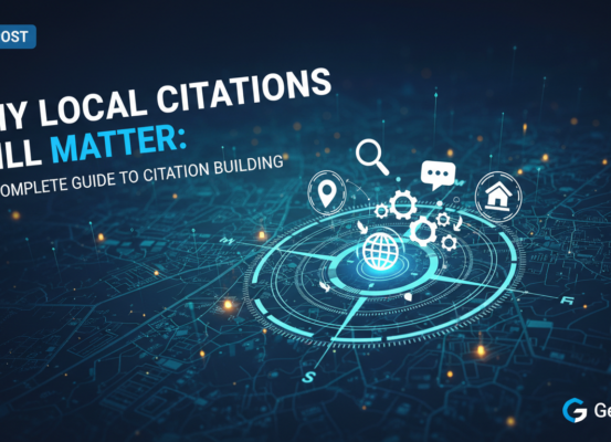 Banner with title 'Why Local Citations Still Matter: The Complete Guide to Citation Building' on a cityscape background.